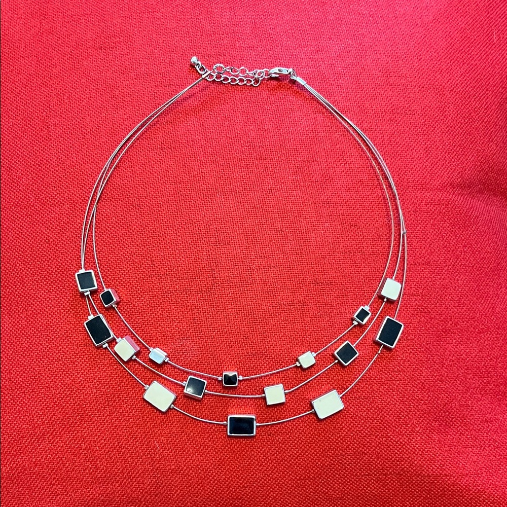 Elegant Silver and Black Necklace
